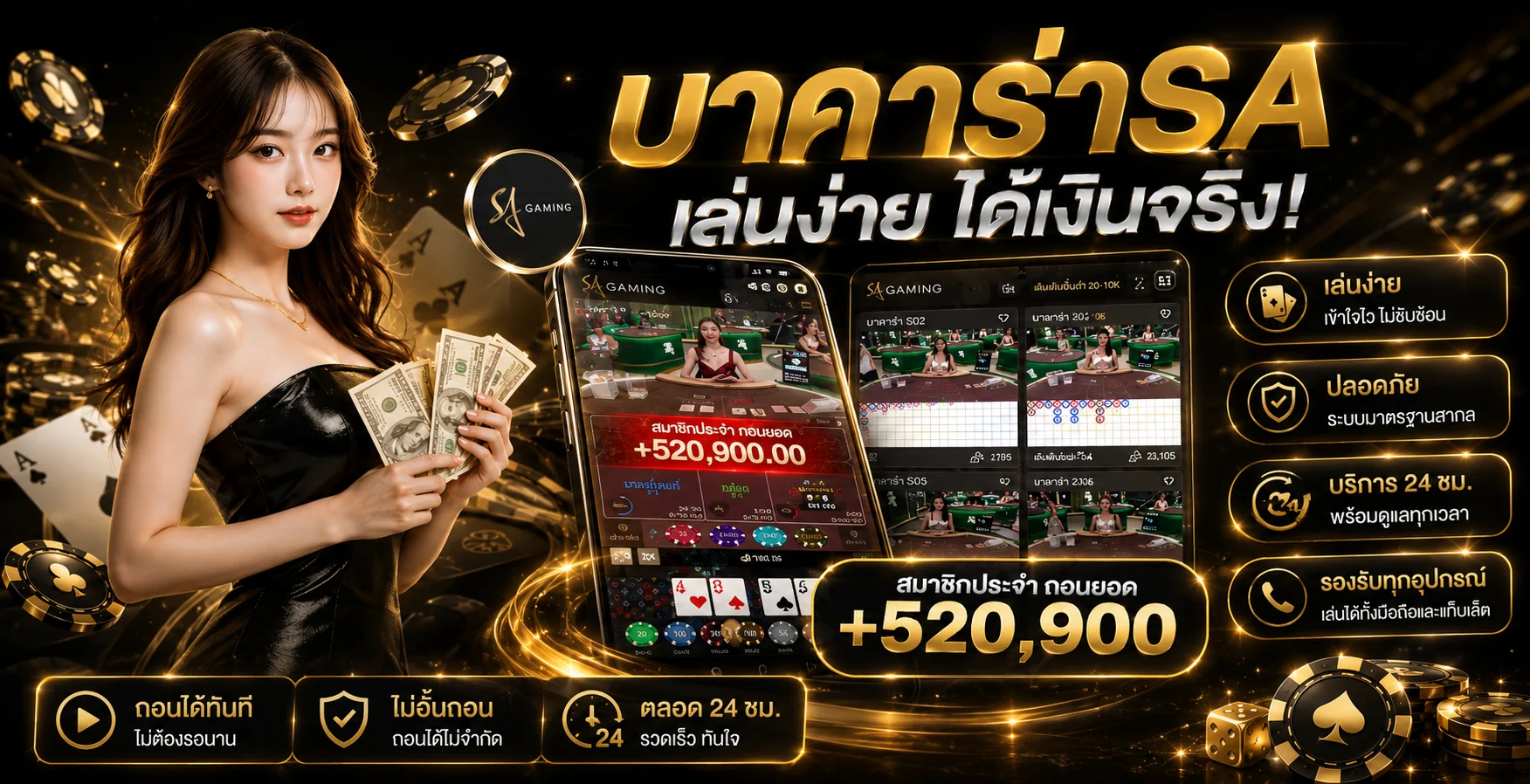 K188 คาสิโนออนไลน์ ถ่ายทอดสดบาคาร่าจากห้องจริง